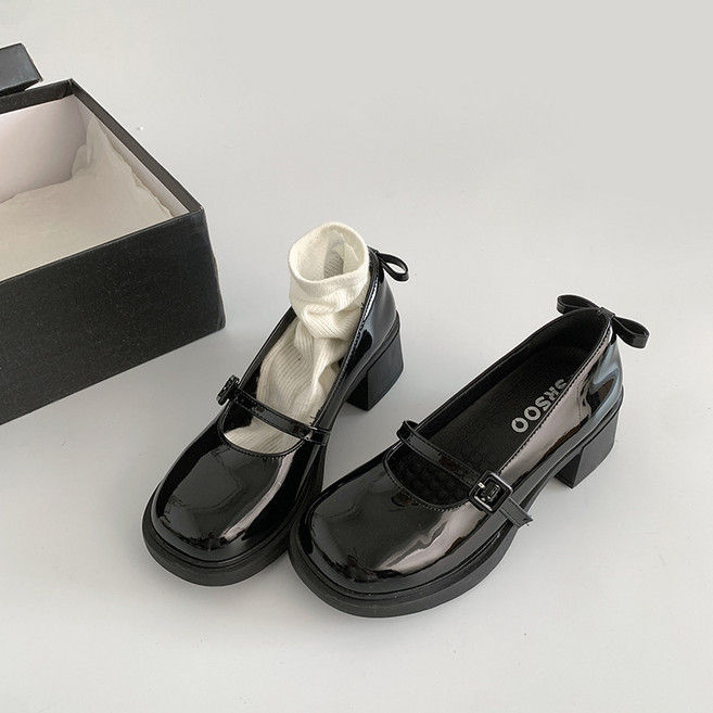 ANYOU 여성용 로퍼블랙 구두 5.3cm 키높이 메리제인 슈즈 하이힐