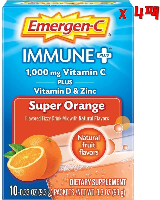 Emergen-C 이머전씨 이뮨 비타민 C 파우더 1000mg 9g 4팩 - 쿠팡