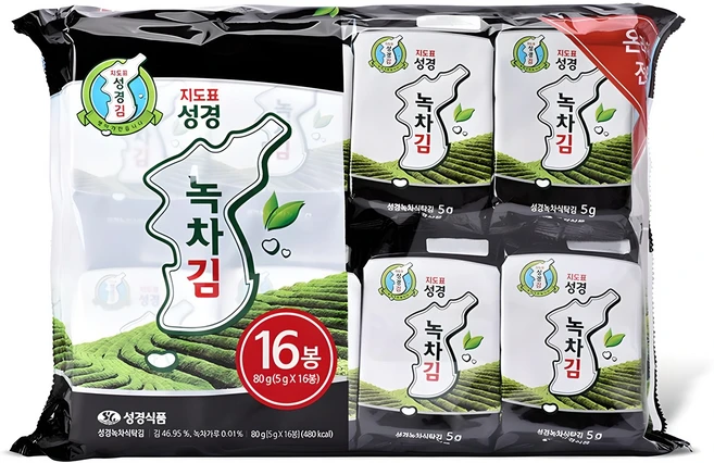 지도표성경 녹차 식탁김, 80g, 1개 - 쿠팡