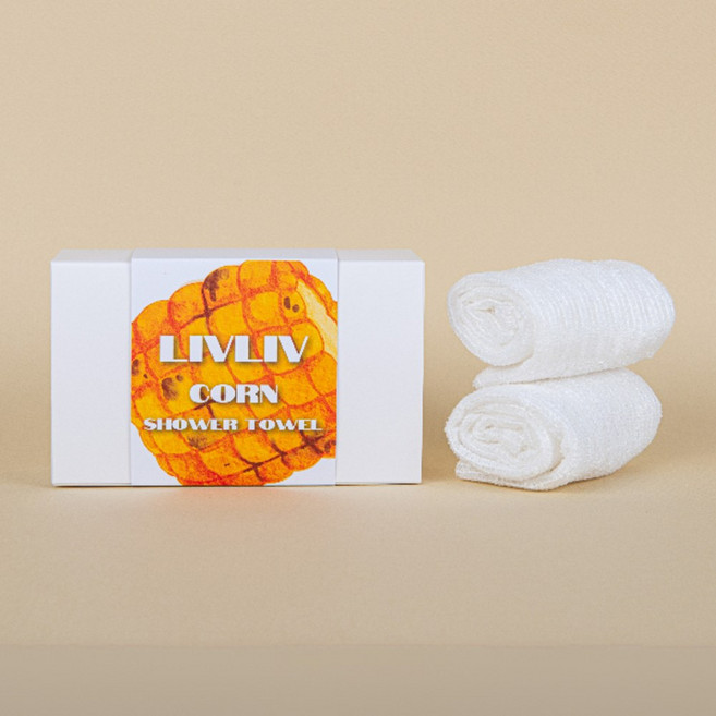 리빙리빙 한지 샤워타올 옥수수 샤워타월, 옥수수타월, 1세트, 2개입