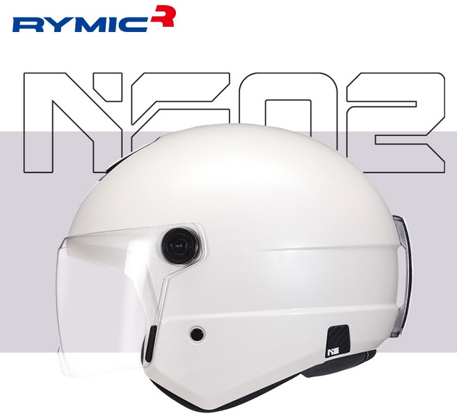 RYMIC NE02 半罩式安全帽 3C認證 可拆洗內襯, 珍珠白,L(57-58)CM（標配透明鏡片）