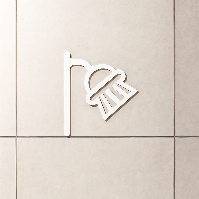 샤워실 부착형 아크릴 표지판 양각 스카시 안내간판 (10x12cm), 1개, 샤워실 [화이트]