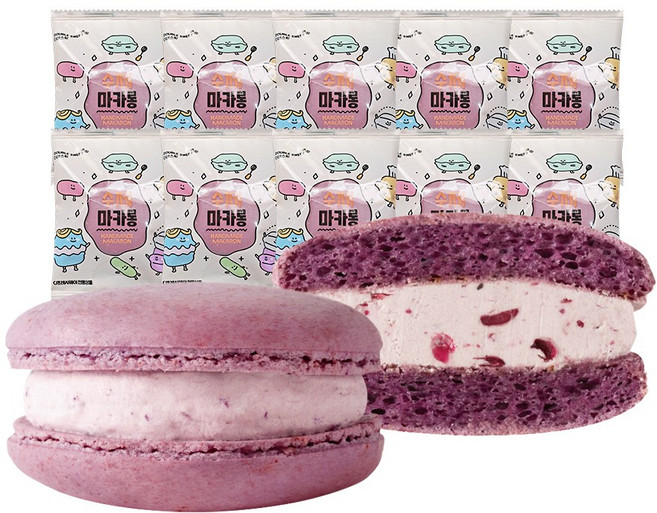 CJ프레시웨이 수제마카롱 블루베리크림치즈, 10개, 18g