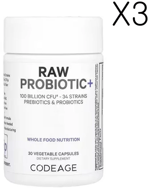 코드에이지 무가공 프로바이오틱+ 1 000억CFU 30베지캡슐, 30정, 3개 - 쿠팡