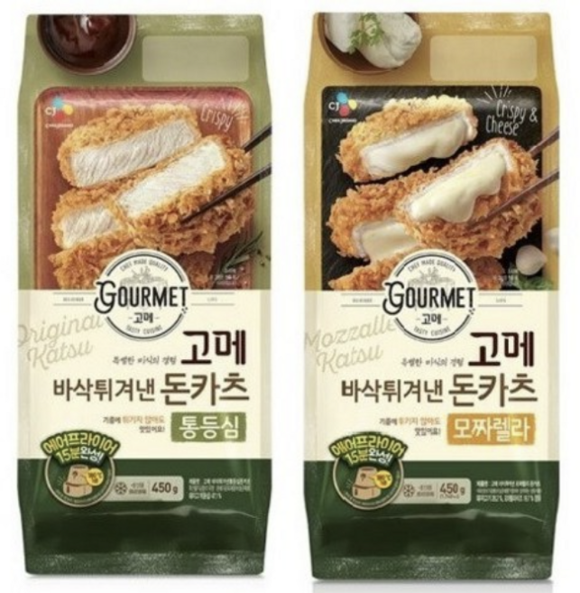 CJ 고메 바삭튀겨낸 돈카츠 통등심+모짜렐라, 1세트, 900g