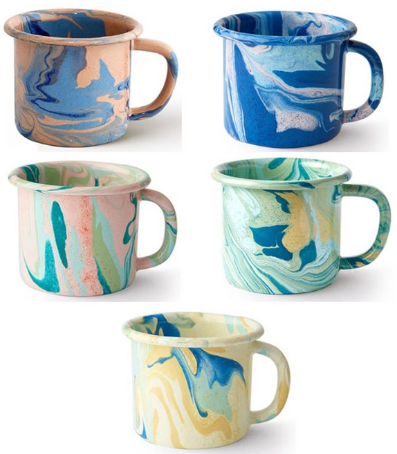 본에나멜웨어 뉴 마블 라지 머그컵 300ml, 민트, 1개