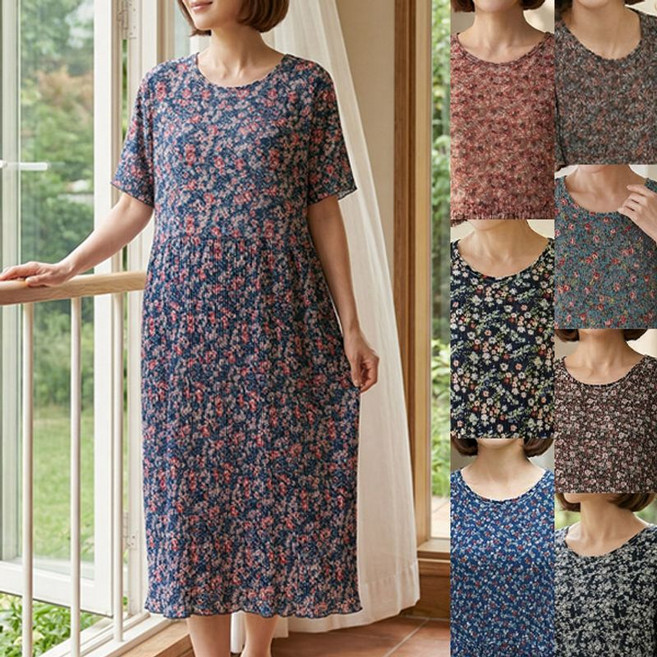로즈맘 화음꽃주름홈웨어원피스