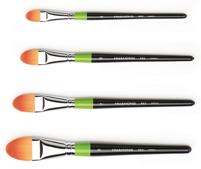 화홍 디자인붓 982 인조모 페인팅 컨실러브러쉬 메이크업브러쉬, 1개, 6호