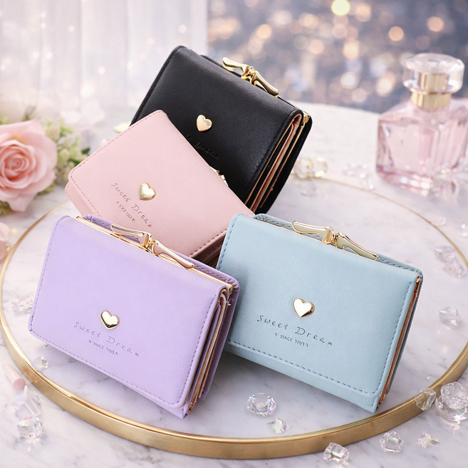 꿀템모아 여성 반지갑 카드지갑 선물용 포켓 슬림 카드 반지갑