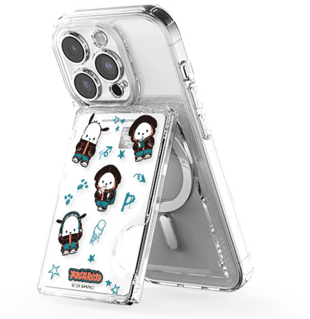 산리오 히팝 투명 마그네틱 멀티 스탠드 카드지갑(맥세이프 호환), 1개, 히팝_포차코