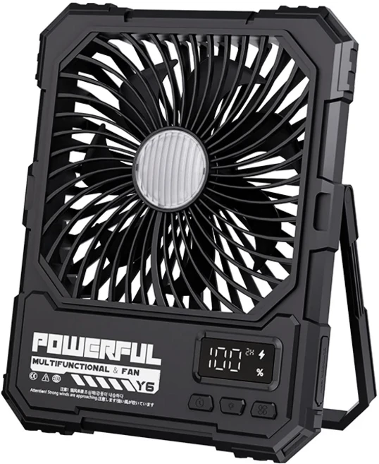 캠핑 팬 20000Mah 책상 테이블 카드 팬(원격 제어 포함) LED 조명 무선 천장 텐트 공기 순환기, 04 20000mAh Black