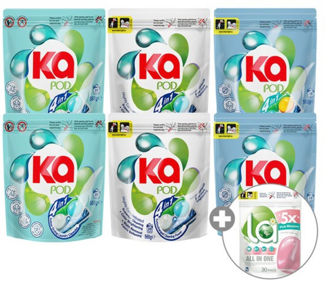 4in1 듀얼코어 캡슐세탁세제 35개입x2팩 + 엘에이 캡슐세제 30개입x1팩 [총 100개입], 파워플러스 35개입 x2팩, 그린 30개입