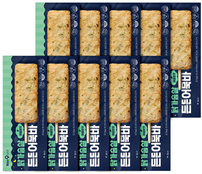 바디나인 닭가슴살 든든어묵바 매콤한맛 70g, 10개