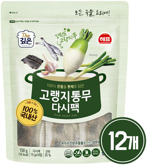 사조해표 고랭지통무 다시팩 150g, 12개
