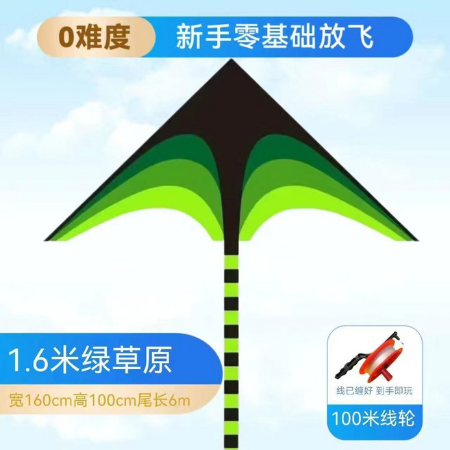 3D立體軟體風箏 八爪魚 易攜帶 成人 大型特大號, 1個, 風箏（綠草原）+100M的小紅輪