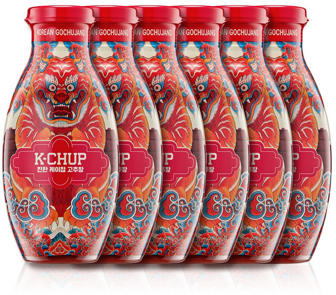 진한 케이첩 고추장 매콤 케이첩 고추장 비건, 300g, 6개