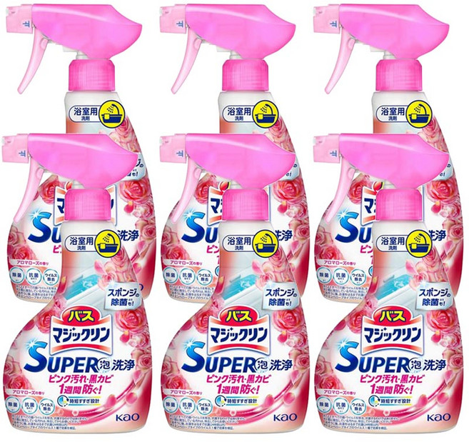花王 魔術靈 浴室防霉泡沫清潔劑 玫瑰香, 350ml, 6瓶