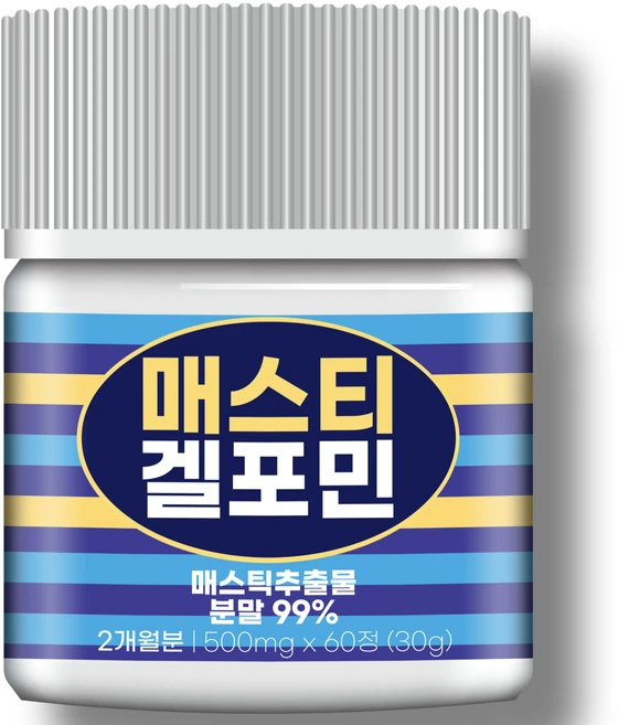 [순도99%] 매스티겔포민 100% 정품 매스틱 추출물 분말 검 해썹 식약청인증, 1개, 60정 - 쿠팡