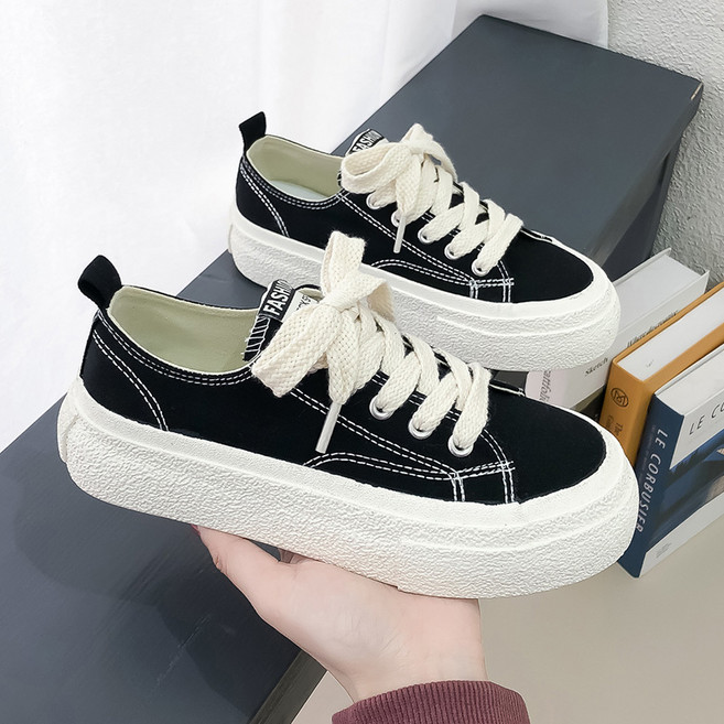 셀럽당여성 패션 발편한 캔버스화 통굽 스니커즈 단화
