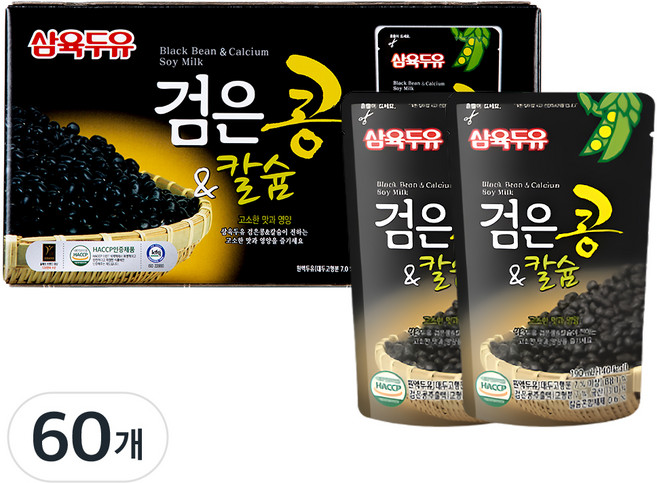 삼육두유 검은콩&칼슘 검은콩두유 파우치, 190ml, 60개