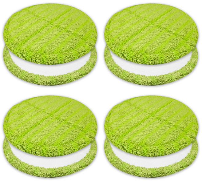 19~20cm 물걸레 청소기 무선 휴스톰 보아르 파워스윙 청소포 원형 두꺼운 극세사 걸레 호환, 8개, 초록색