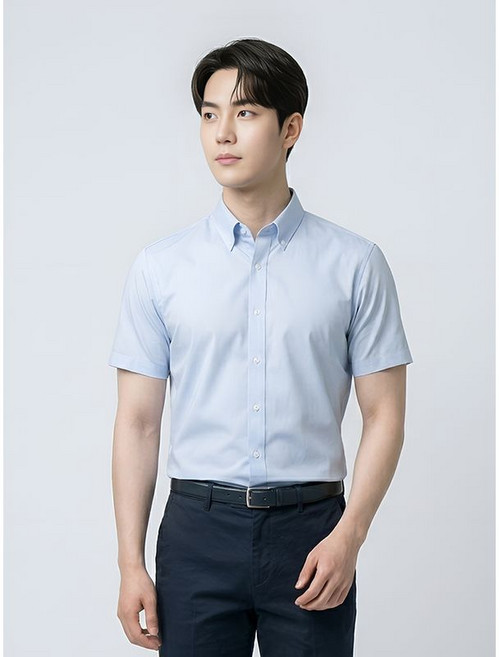 BY파크랜드 블루 이지케어 반팔 드레스 셔츠-A6DS2310110A