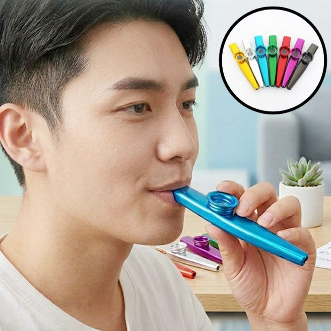 메탈 카주 음악 치료 악기 교육용 교구 떨림막 허밍 카쥬 까주 까쥬 관악기 휘파람RAM, 상세페이지 참조, 1개, 블랙