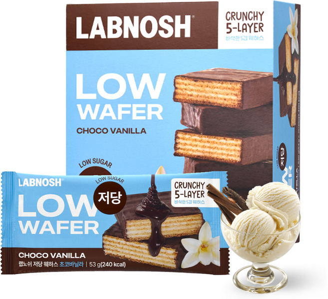 랩노쉬 저당 웨하스 초코바닐라, 53g, 20개