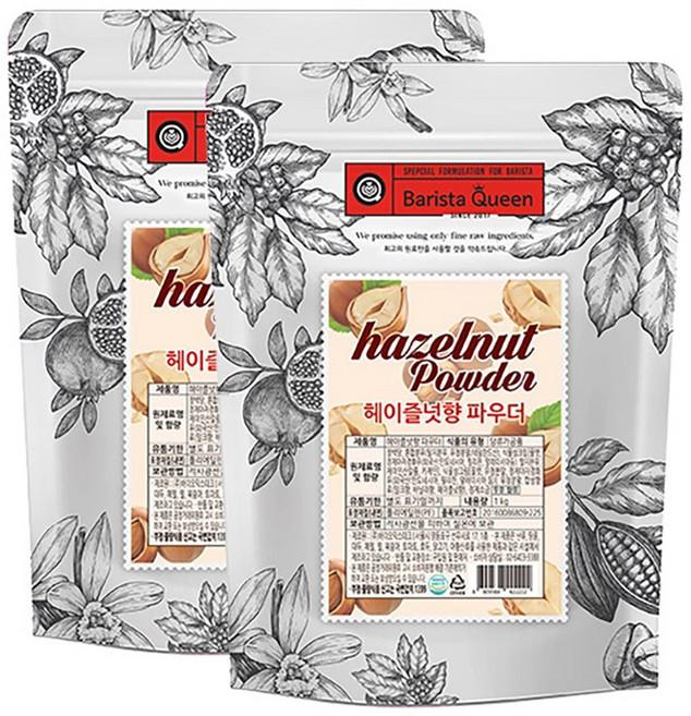 바리스타퀸 헤이즐넛 라떼 파우더 1kg 2개세트, 1개입, 2개