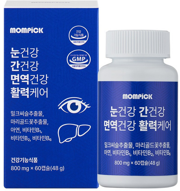 맘픽 눈건강 간건강 면역건강 활력 케어 루테인 밀크씨슬 아연 영양제, 1개, 60회분
