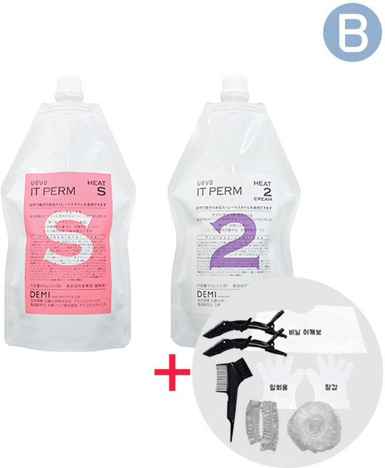 데미 우에보 잇펌 히트 S 손상모+크림 스트레이트 매직약, 1개, 400ml