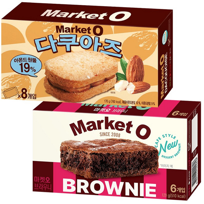 오리온 마켓오 브라우니 + 다쿠아즈, 1세트, 296g