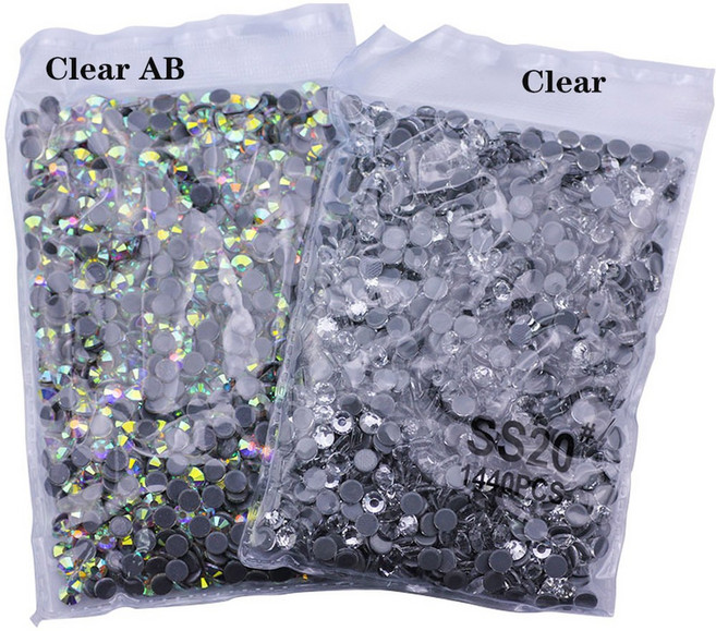 핫픽스 크리스탈 라인석 AB 접착제 바닥 DMC 모든 크기 봉제 및 패브릭 의류 신발 가방 장식, ss6 1440pcs, Clear, 1개