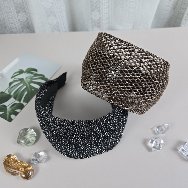 펄매쉬 빗살 흘러내리지않는 와이드 넓은 헤어밴드 시원한 여름 머리띠