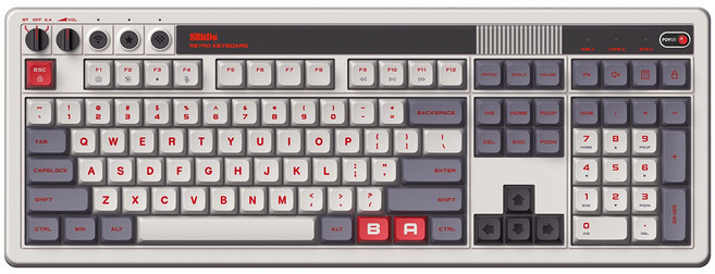 [국내정발] 8BitDo 레트로 108 키보드 Retro Mechanical Keyboard [N F에디션], 백축, N에디션(그레이), 108키