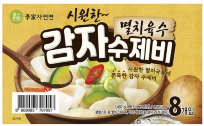 이가자연면 멸치육수 감자 수제비, 186.5g, 8개
