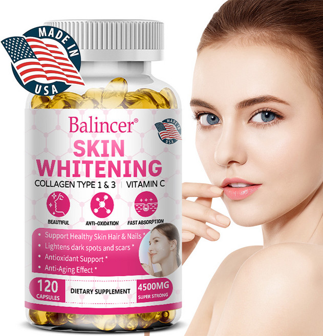 글루타치온 화이트닝 보충제 4500mg 건강한 피부 노화 방지 및 항산화 효과, 1개, 120정