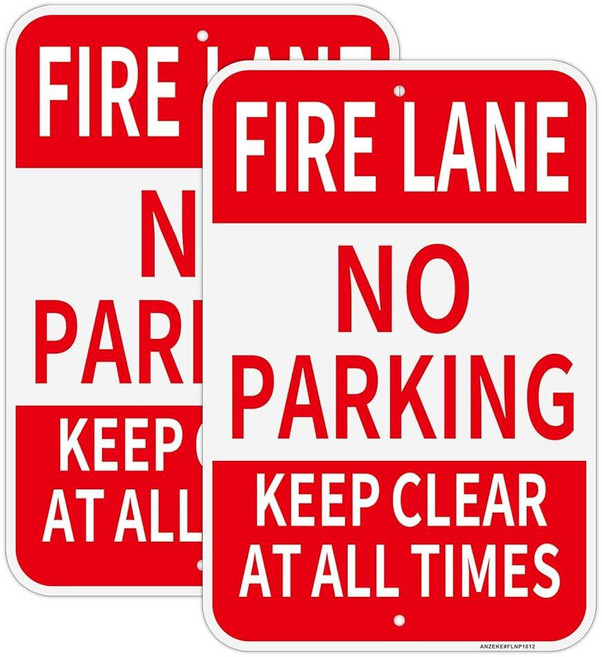 Fire Lane 주차 금지 표지판 화재 차선 유지 투명 2팩-45.7cm x 30.5cm(18인치 12인치) 불가 소방차 엔지니어 등급 녹 방지 반사 알루미늄 변색/내후성, Fire Lane 주차 금지 표지판, 화재 차선 유지