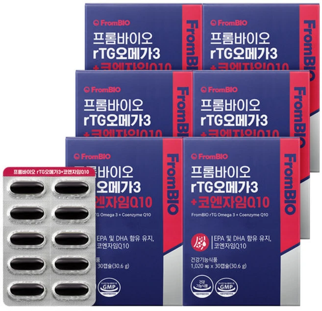 rTG오메가3+코엔자임Q10 30캡슐x6박스/6개월, 30정, 6박스 - 쿠팡