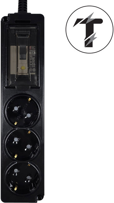 탭앤탭 고용량 멀티탭 4000W 에어컨 건조기 세탁기 대형가전 배선차단/누전차단 2구/3구 블랙, 1개, 누전 차단 3구 블랙, 1.5m