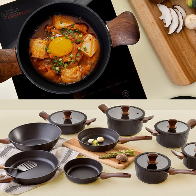 오슬로 로포텐 우드 손잡이 인덕션 쿡웨어 9종 후라이팬 궁중팬 냄비 전골냄비 18cm 20cm 24cm 28cm 30cm, 전골냄비24cm, 옵션, 1개