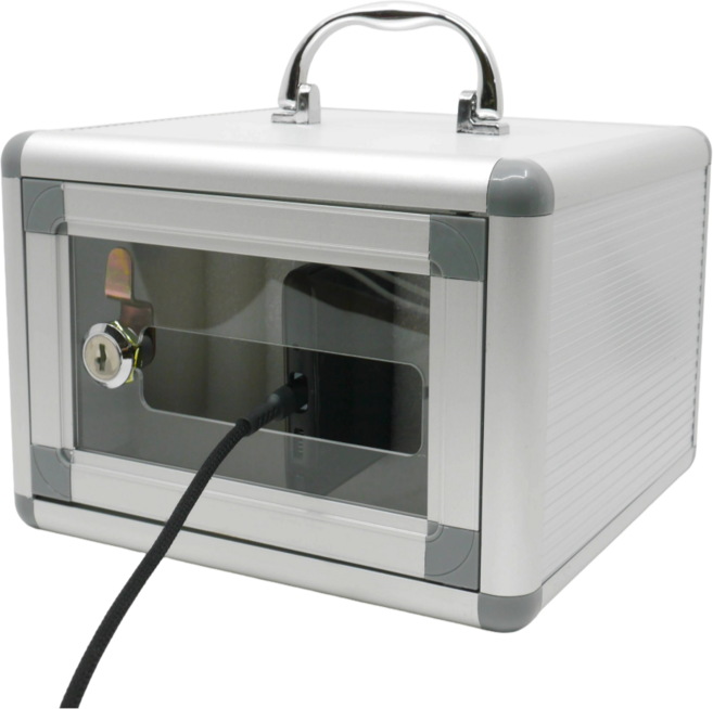 알루미늄 핸드폰 보관함 감옥 6구 휴대폰 스마트폰 벽부착 잠금 열쇠, 1개, 실버