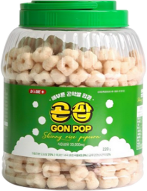 곤약 팝콘 입터짐 방지 체중조절 다이어트 간식 뻥튀기 식단 스낵 곤약팝 곤약쌀, 220g, 1개