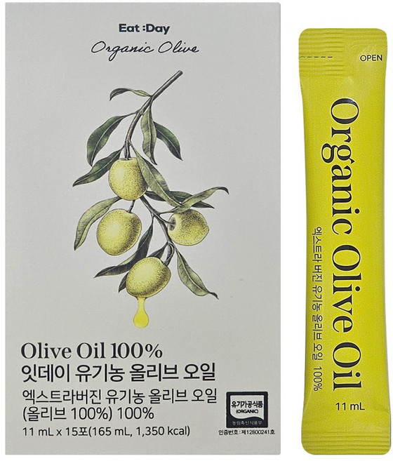 잇데이 유기농 엑스트라버진 올리브오일 100% 스틱, 30개, 11ml