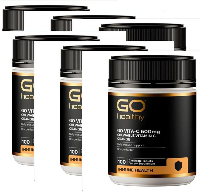 고헬씨 비타-C 500mg 오렌지 츄어블 타블렛 GO Healthy Vita-C Orange Chewable, 6개, 100정