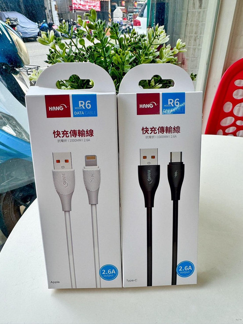 HANG R6 快充傳輸線 抗彎折11000 2.6A output, Type-c 1米 隨機, 1個, 1000mm