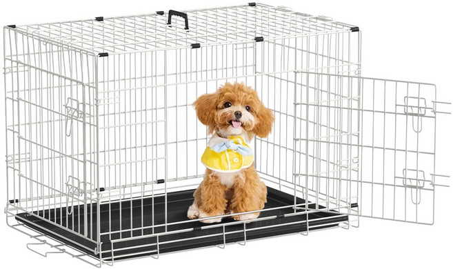 반려동물 케이지 접이식 철제 강아지 케이지 케이지 철장 강아지 고양이 다용도 케이지, 1개, 화이트