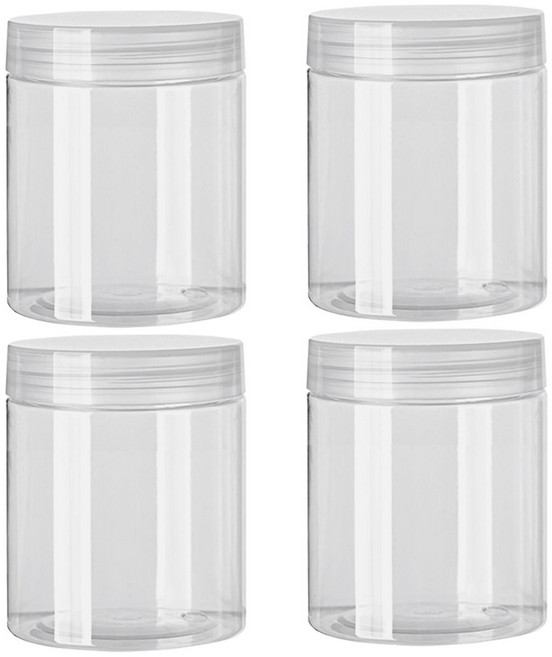 제로리빙 대용량 원형 소분 용기 크림 공병, 500ml, 4개, 투명