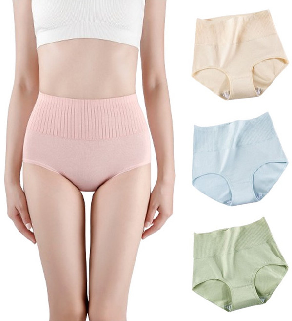 꿀쥬 하이웨스트 스판 면팬티 여성 똥배 팬티 4장