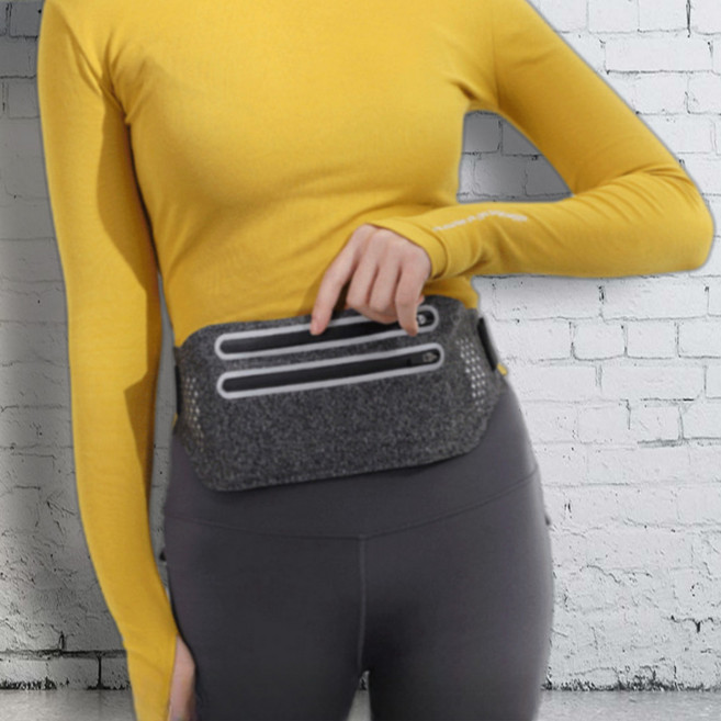 캠쉬 야광 방수 스마트폰 수납 마라톤 러닝벨트, 그레이, 1개